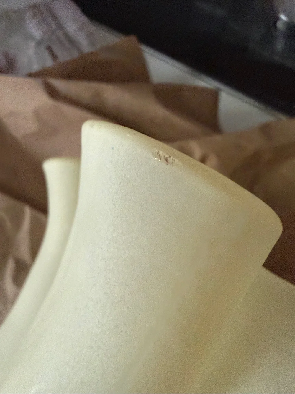 Muuria Finland Frosted Art Glass Freeform Ruffled Vase Scandinavian  Modern
